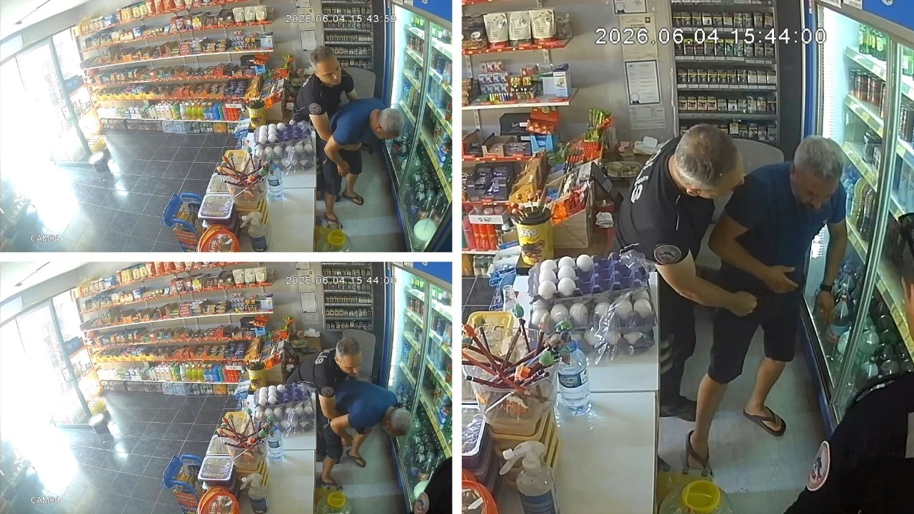 Nefes borusuna şeker kaçan bakkalı polis Heimlich manevrasıyla kurtardı