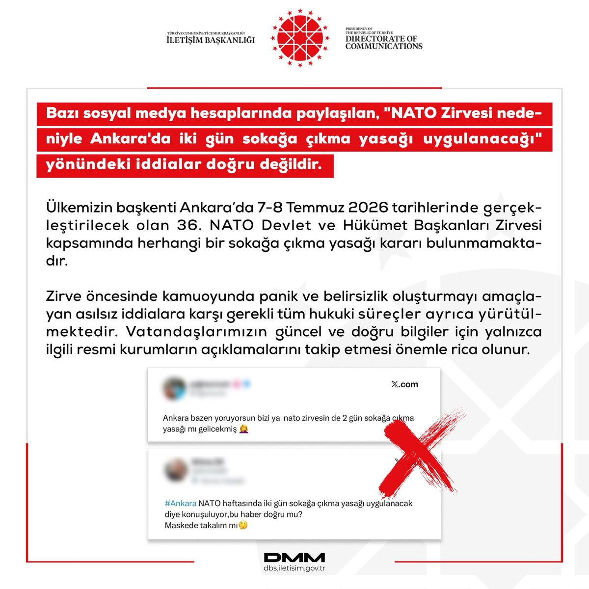 DMM: Sokağa çıkma yasağı iddiaları doğru değildir