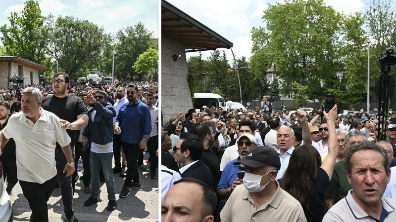 TBMM önünde CHP'liler arasında arbede yaşandı: İki grubu polis ayırdı