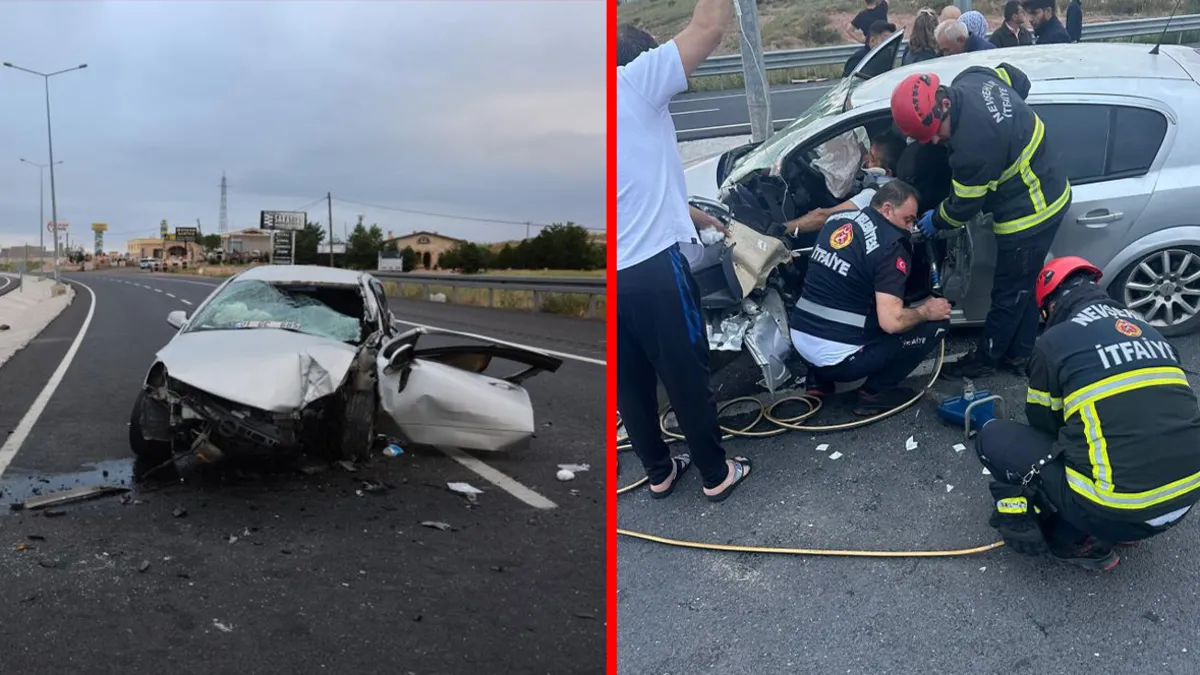 Nevşehir'de feci kaza: Kontrolden çıkan otomobil direğe çarptı: 1 ölü 3 yaralı