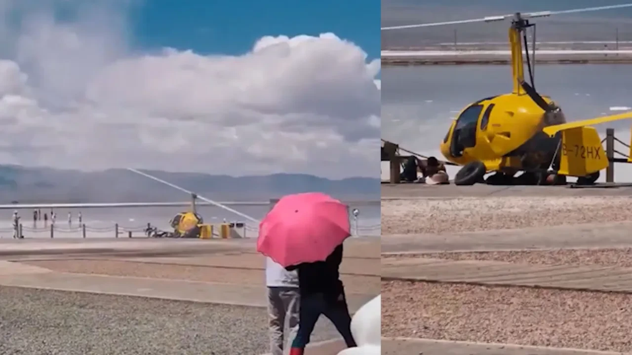 Gyrocopter turistlerin üzerine düştü! İşte o korkunç anlar