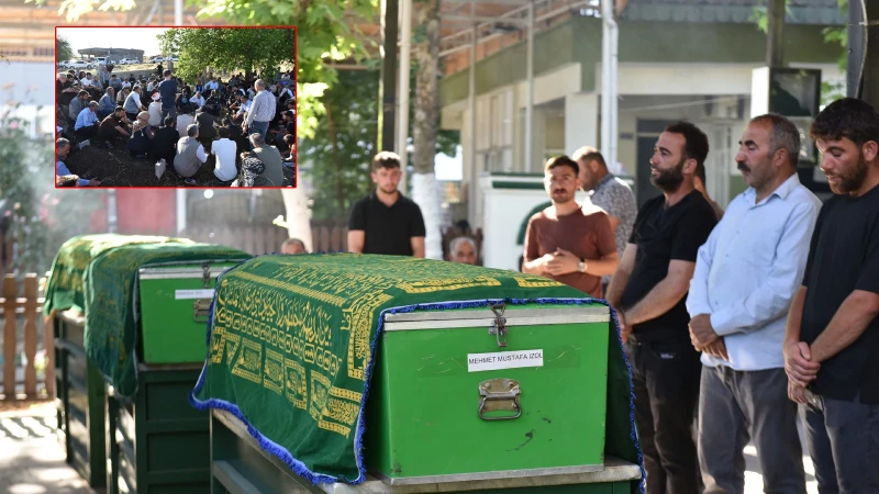 Sulama kanalına düşen otomobilde ölen 3 kardeş yanyana toprağa verildi