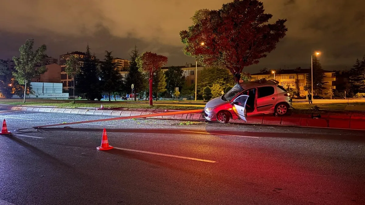 2 promil alkollü çıktı! Direksiyonu kaybetti, aydınlatma direğini devirdi