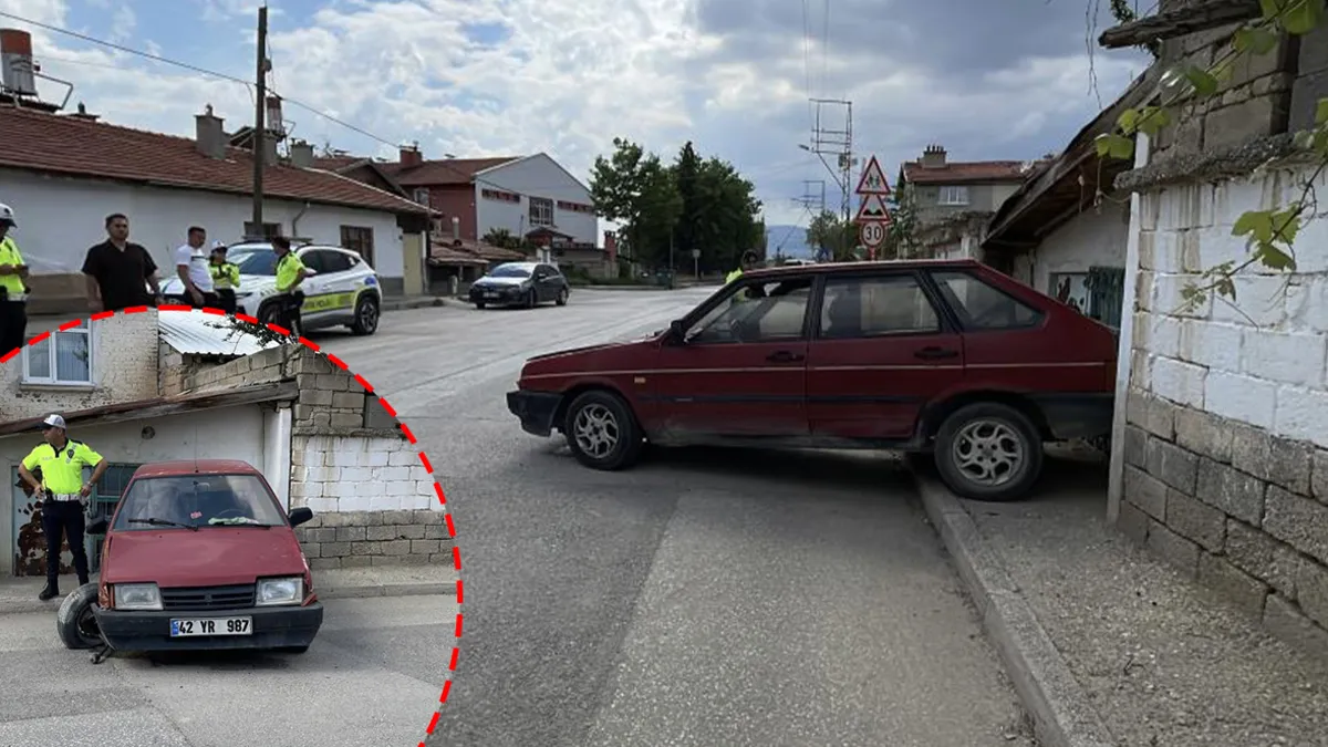 Konya'da "dur" ihtarına uymayan sürücü kaçmaya çalışırken duvara çarptı: O sürücüye 210 bin lira ceza kesildi!