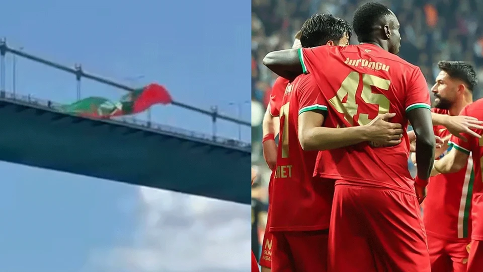 Amedspor bayrağı Fatih Sultan Mehmet Köprüsüne asıldı