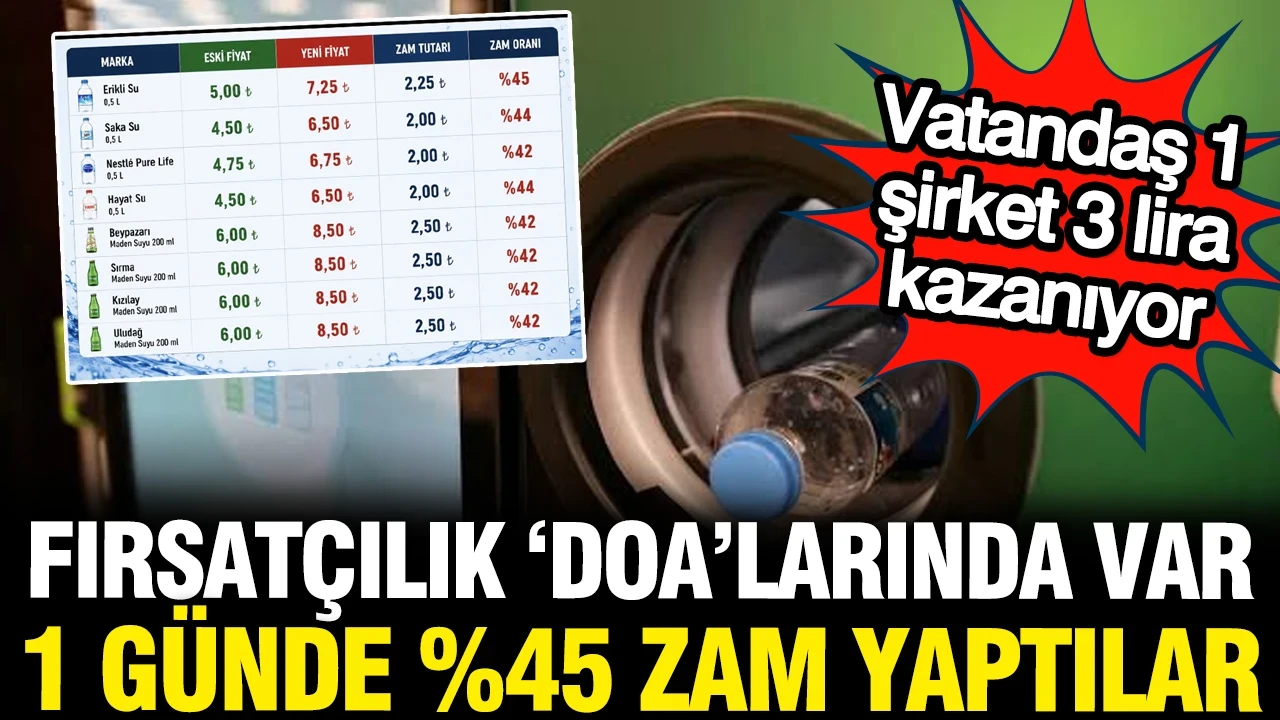 DOA fırsatçılığı: Suya ve maden suyuna fahiş zam yaptılar