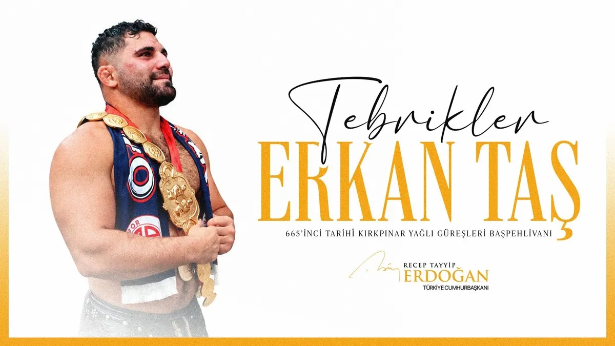 Başkan Erdoğan’dan başpehlivanlık kemerini kuşanan Erkan Taş’a tebrik mesajı!