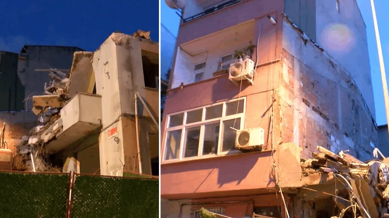 Kağıthane’de yıkım sırasında yanındaki binalar hasar gördü: İki bina tahliye edildi