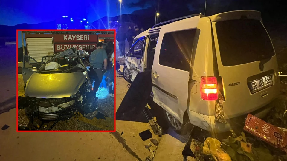 Kayseri'de feci kaza, ortalık savaş alanına döndü! Hafif ticari araç ile otomobil çarpıştı: 1 ölü, 6 yaralı