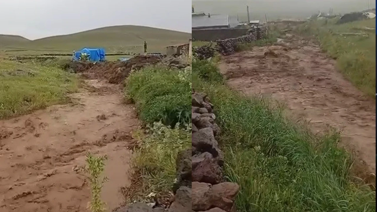 Kars’ta sağanak yağış sele neden oldu: Yollar kapandı, evleri su bastı
