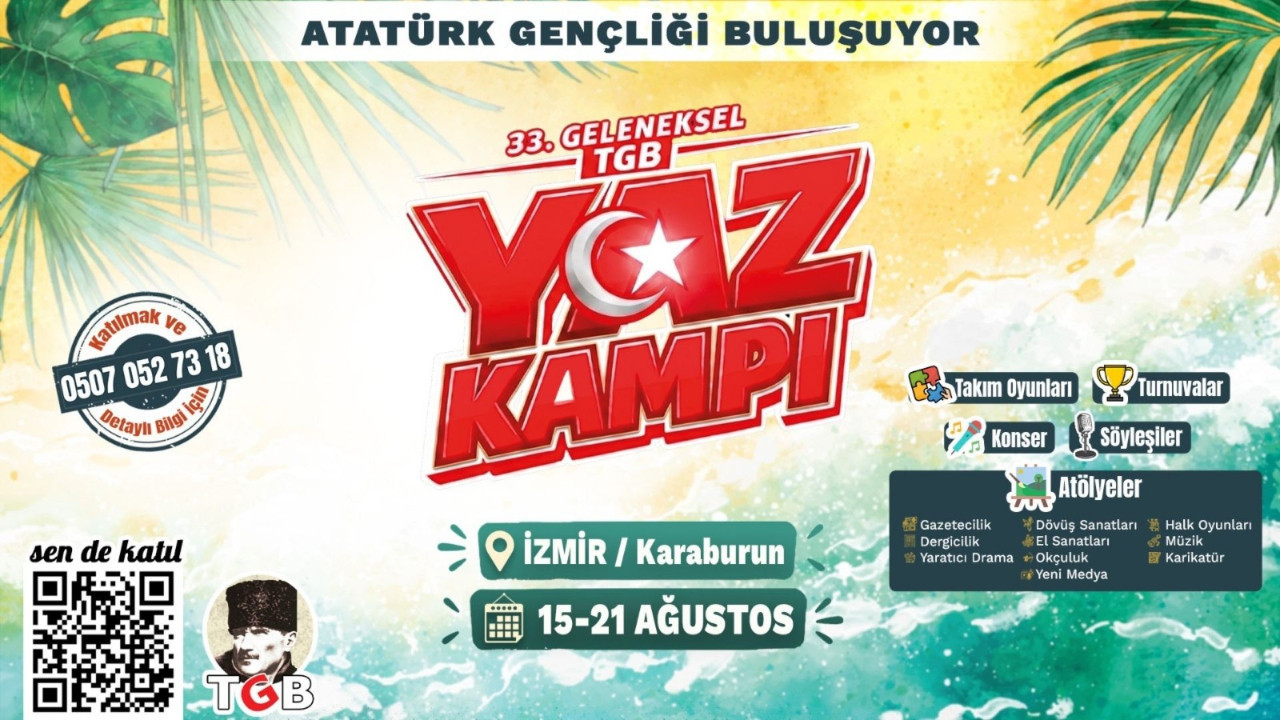 Atatürk gençliğinin yaz kampı başlıyor! TGB, 15 Ağustos’ta İzmir/Karaburun’da