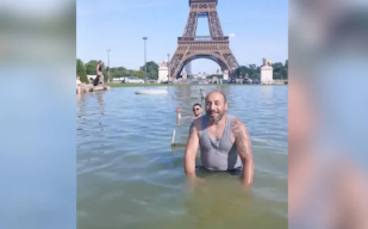 Paris'e giden vatandaş süs havuzuna girerek düşman çatlattı! 'Fakir köpek, bak Pariste'yim'