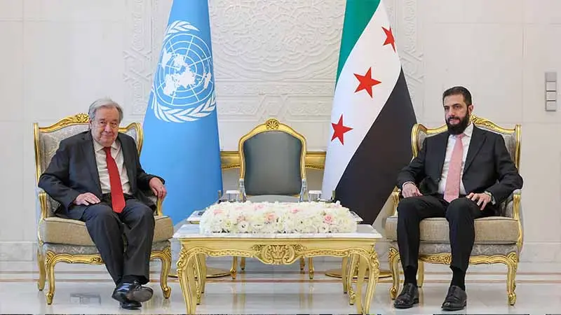 Suriye Cumhurbaşkanı Şara, BM Genel Sekreteri Guterres ile bir araya geldi