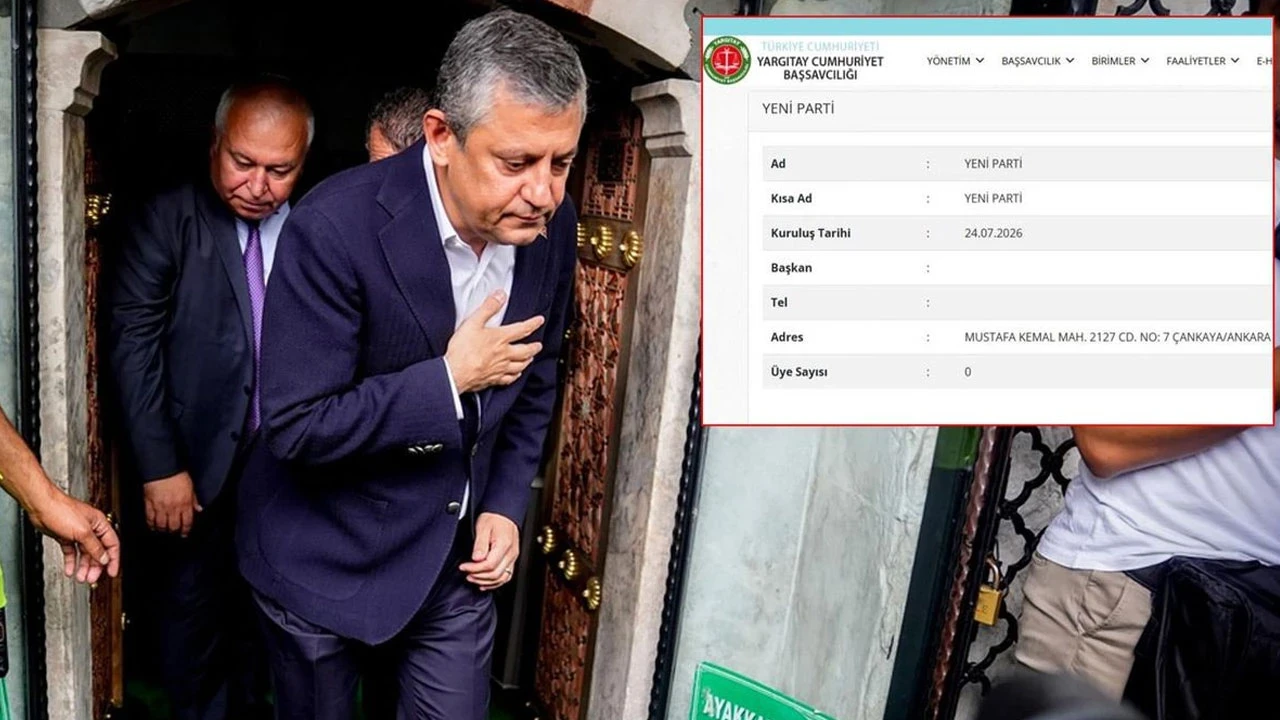 Özgür Özel başkanlığındaki Yeni Parti, Yargıtay resmi sitesine işlendi