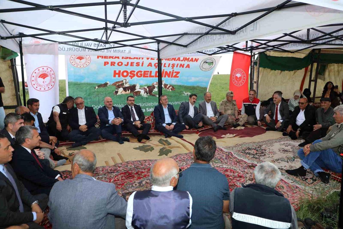 Kars'ta bin 200 dekarlık meraya 12 ton gübre, 41 üreticiye 6 bin 150 kilogram korunga tohumu desteği