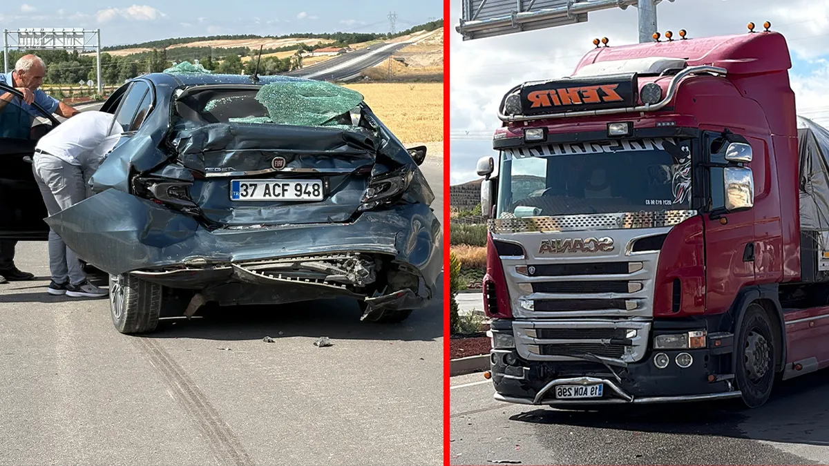 Çorum’da feci kaza! Tır ve otomobil çarpıştı: Kağıt gibi ezilen araçtan burnu bile kanamadan çıktı!
