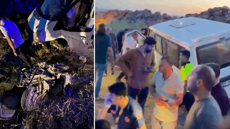 Minibüs ile çarpışan motosikletin sürücüsü öldü, dört kişi yaralandı