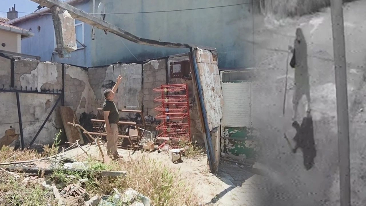 Maskeli kadın marketi ateşe verip kaçtı