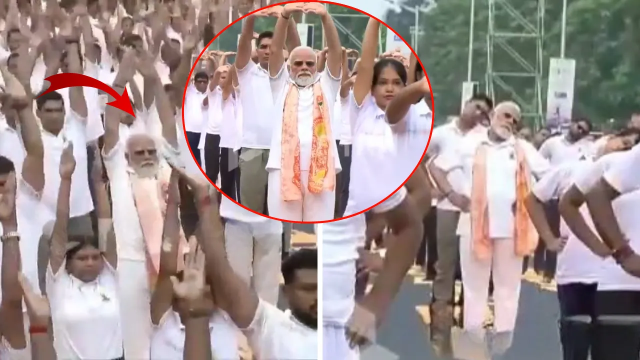 Hindistan'dan gelen görüntüler sosyal medyayı salladı: Başbakan Modi, binlerce kişiyle yoga yaptı
