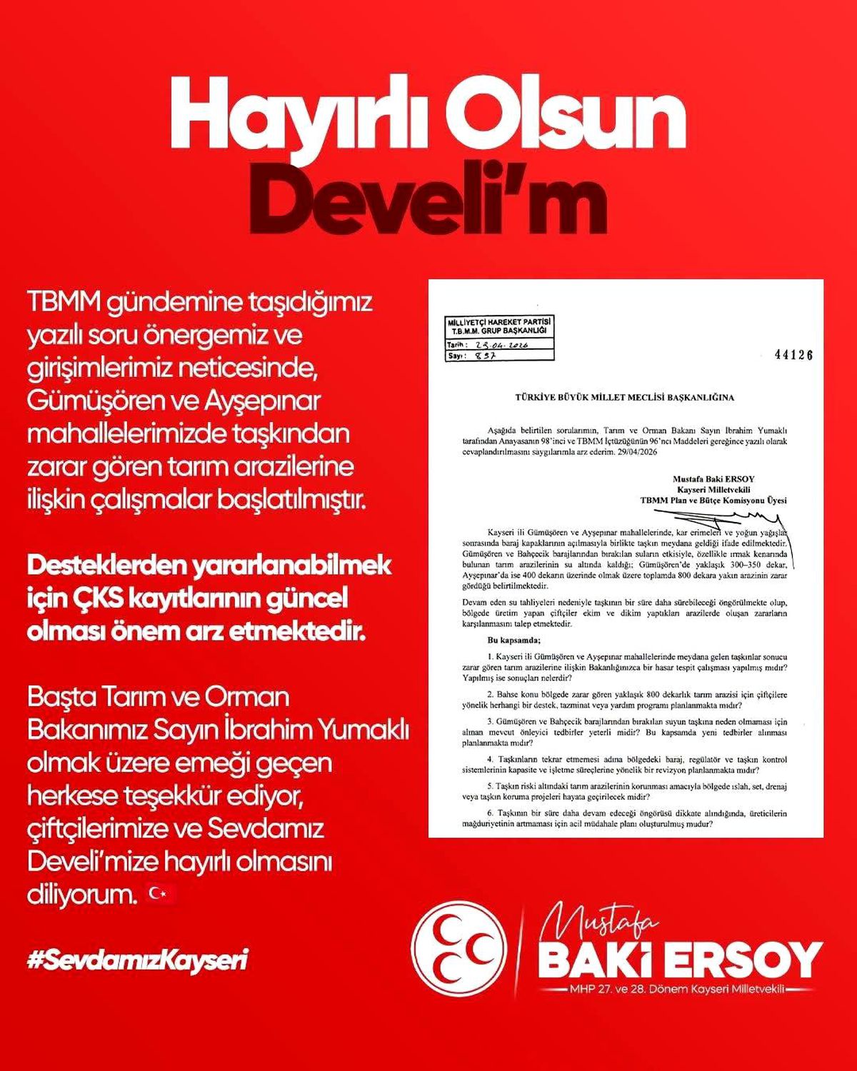 Baki Ersoy müjdeyi verdi: "Hayırlı olsun Develim"
