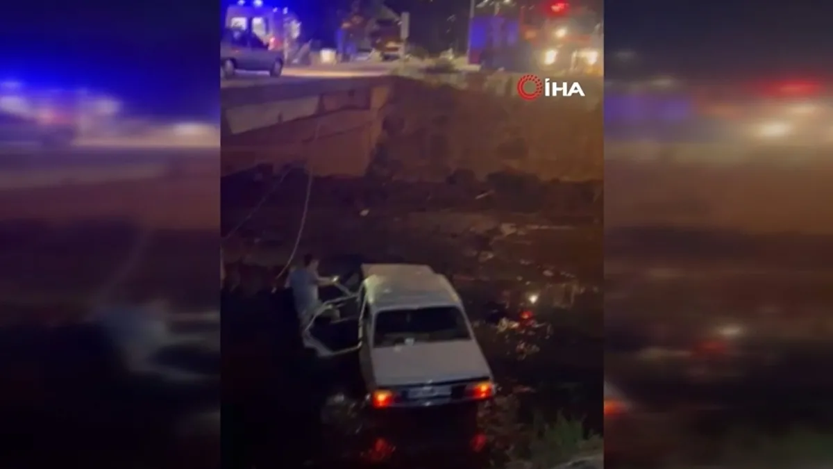 Osmaniye otomobil köprüden kanala düştü: 4 yaralı