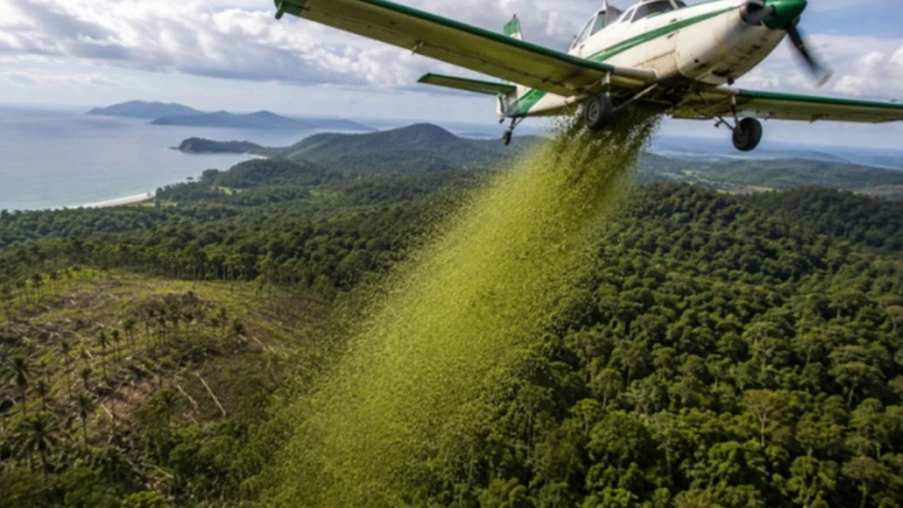Kaçakçıları yok ettiği ormana havadan helikopterle 700 bin adet tohum bırakıldı