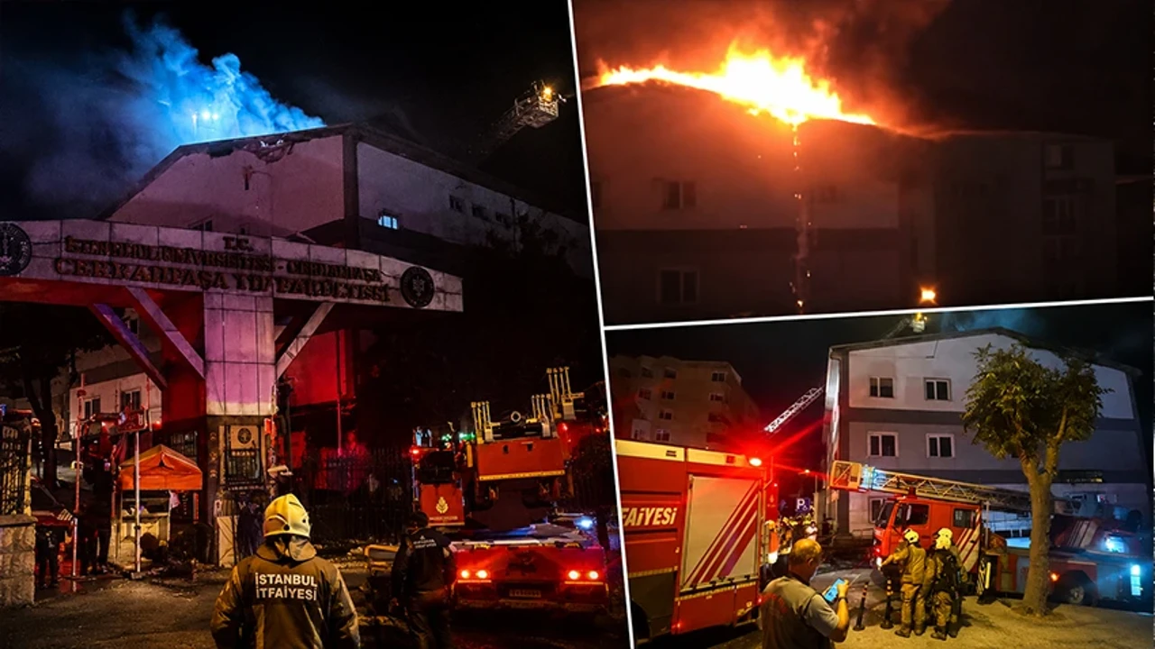 Cerrahpaşa Tıp Fakültesi'nde korkutan yangın! Alevler çatıyı sardı