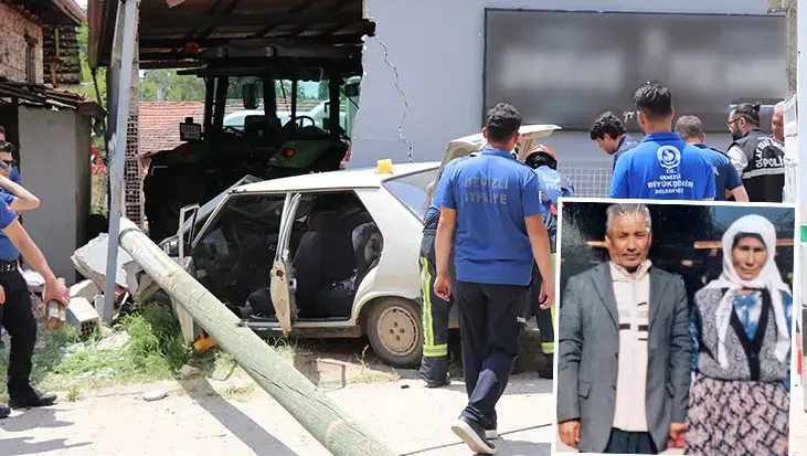 Kontrolden çıkan otomobil depo duvarına çarptı! Yaşlı çift olay yerinde can verdi