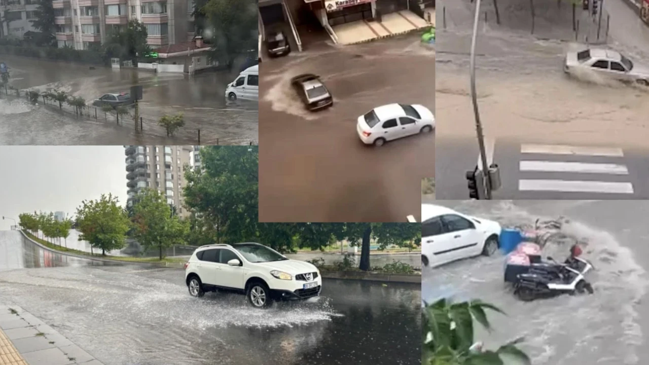Ankara'da sağanak etkili oldu: Yollar göle döndü, araçlar mahsur kaldı