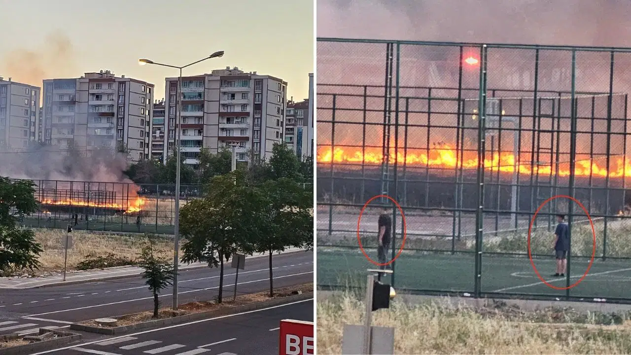 Diyarbakır'da yangına rağmen futbol oynamaya devam ettiler