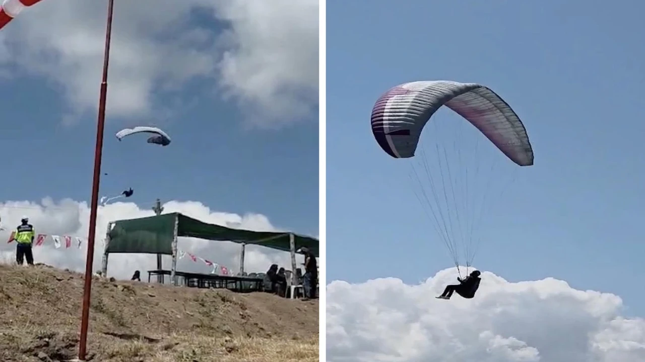 Yamaç paraşütü pilotunun düşme anı kamerada