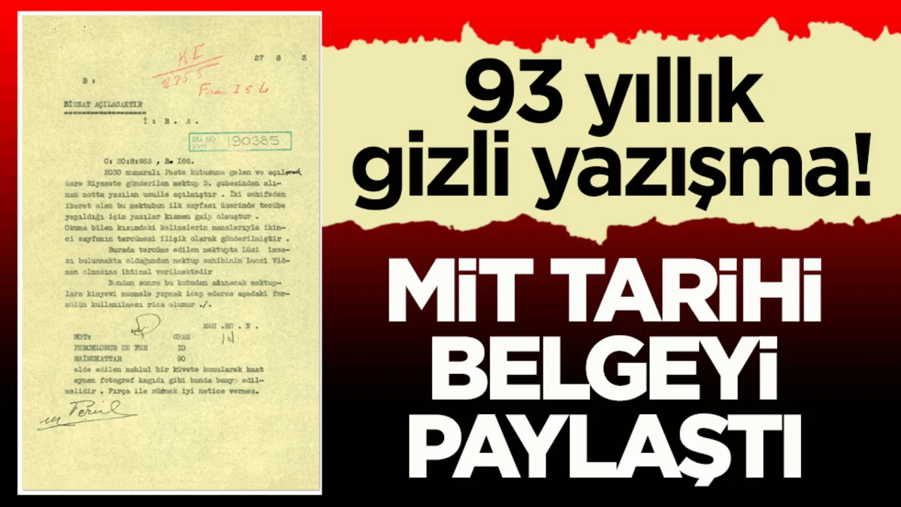 93 yıllık gizli yazışma! MİT tarihi belgeyi paylaştı