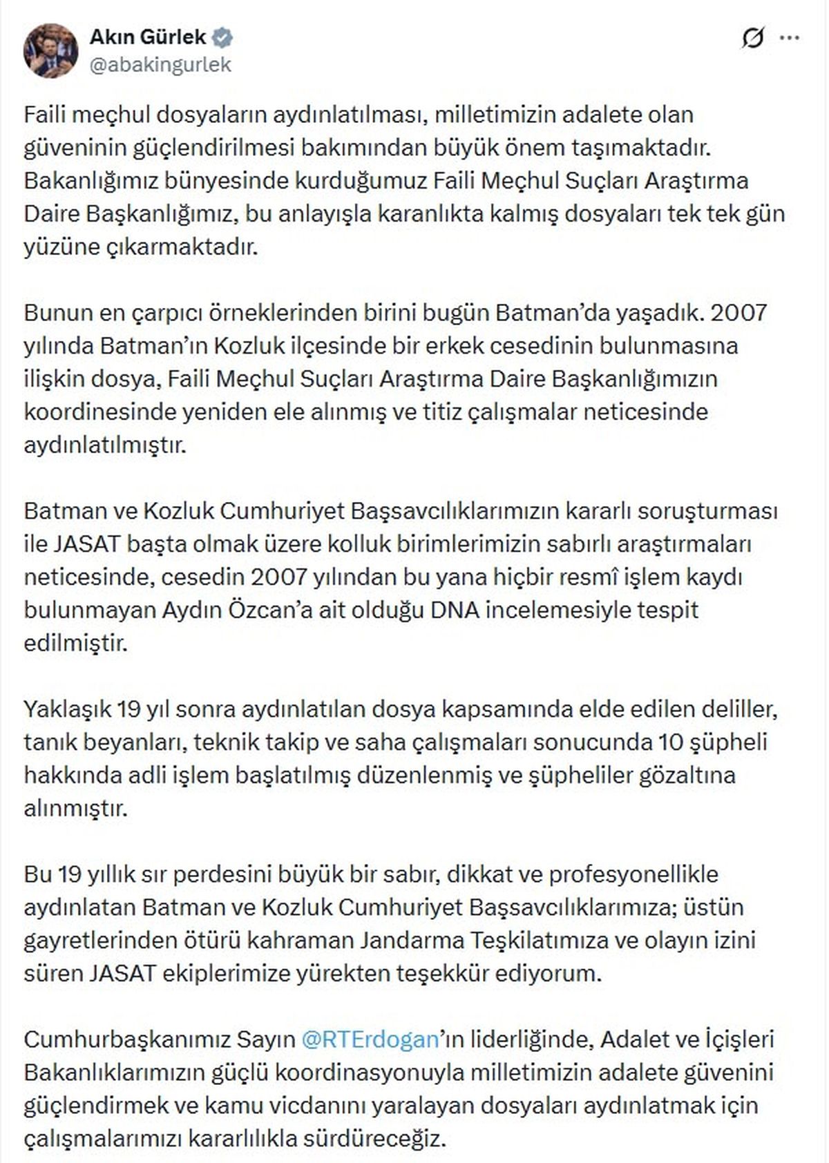 Batman'da 19 yıl sonra aydınlatılan dosya kapsamında 10 şüpheli gözaltına alındı