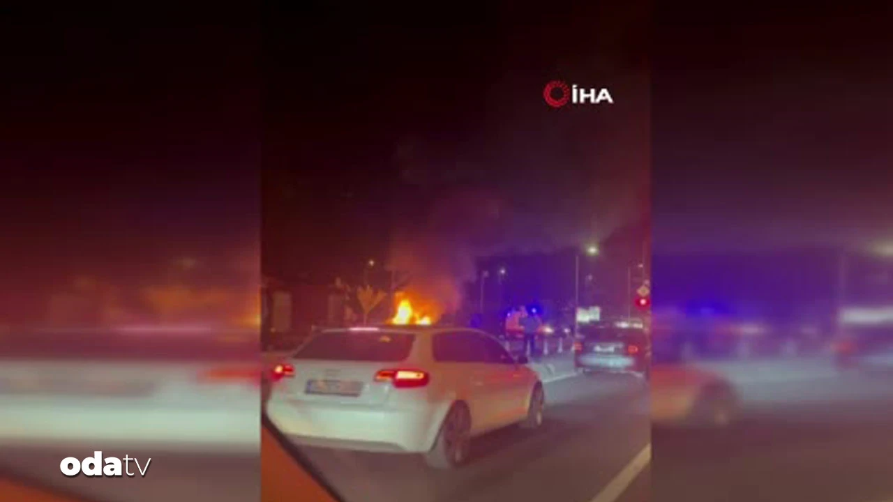 Arnavutköy’de seyir halindeki otomobil alevlere teslim oldu