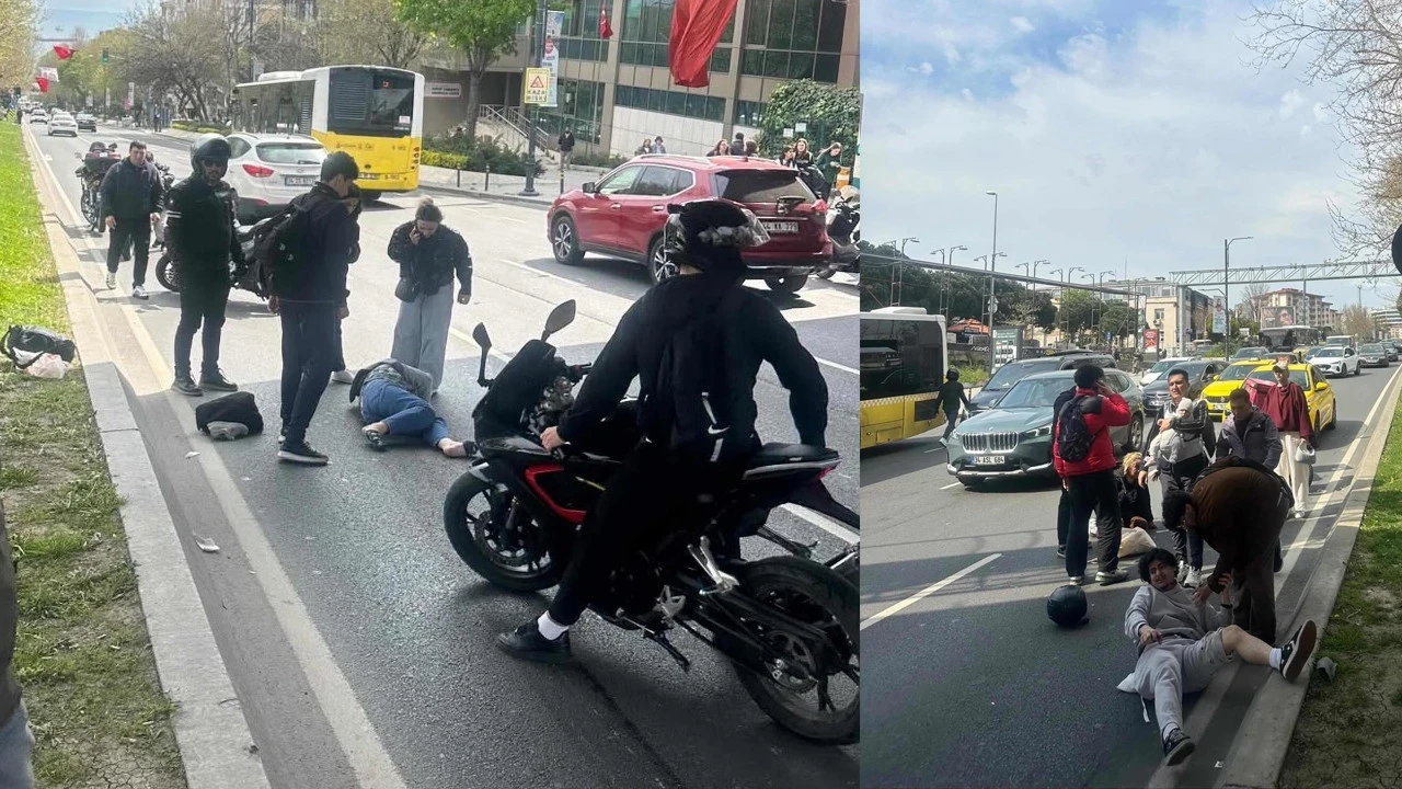 Fren bile yapamadı: Beşiktaş'ta Motosiklet iki kadına böyle çarptı