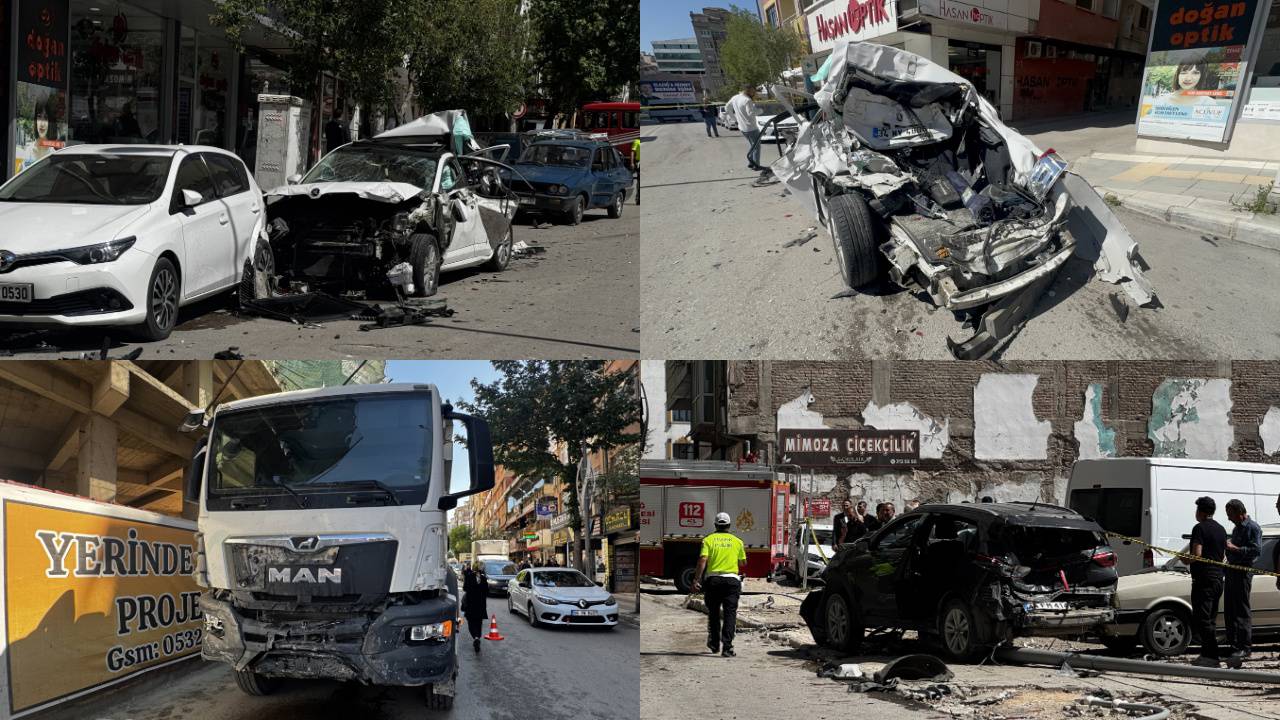 Elazığ'da freni arızalanan kamyon 10 araca çarptı: 1'i ağır 5 kişi yaralandı