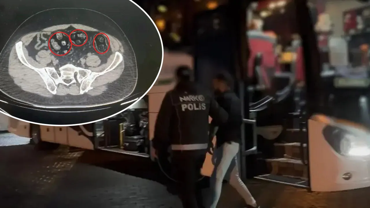 Yolcu otobüsüne operasyon! Mide ve bağırsaklarından 62 parça uyuşturucu çıktı