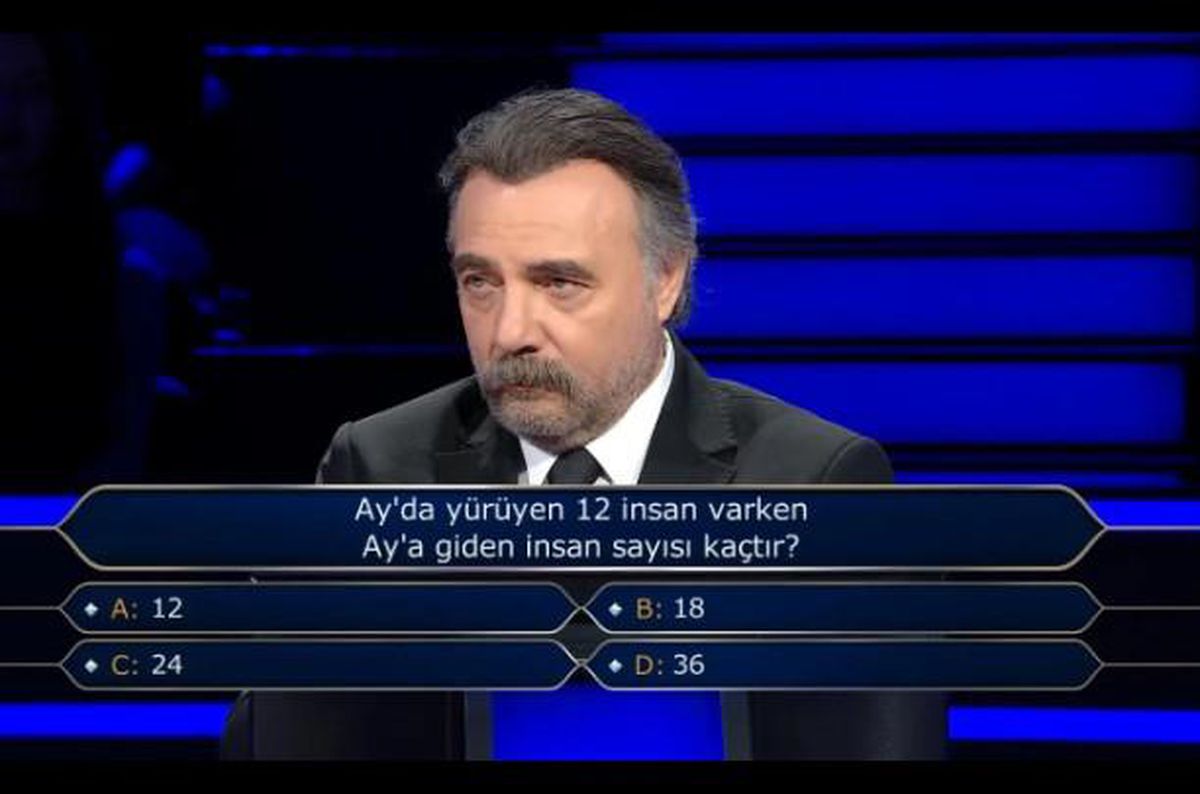 Ay'da yürüyen 12 insan varken Ay'a giden insan sayısı kaçtır?