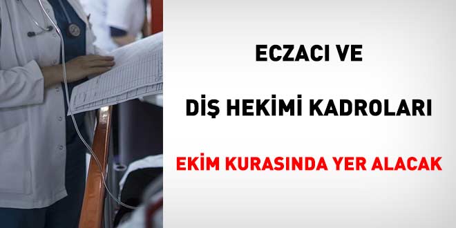 Eczacı ve diş hekimi kadroları Ekim kurasında yer alacak