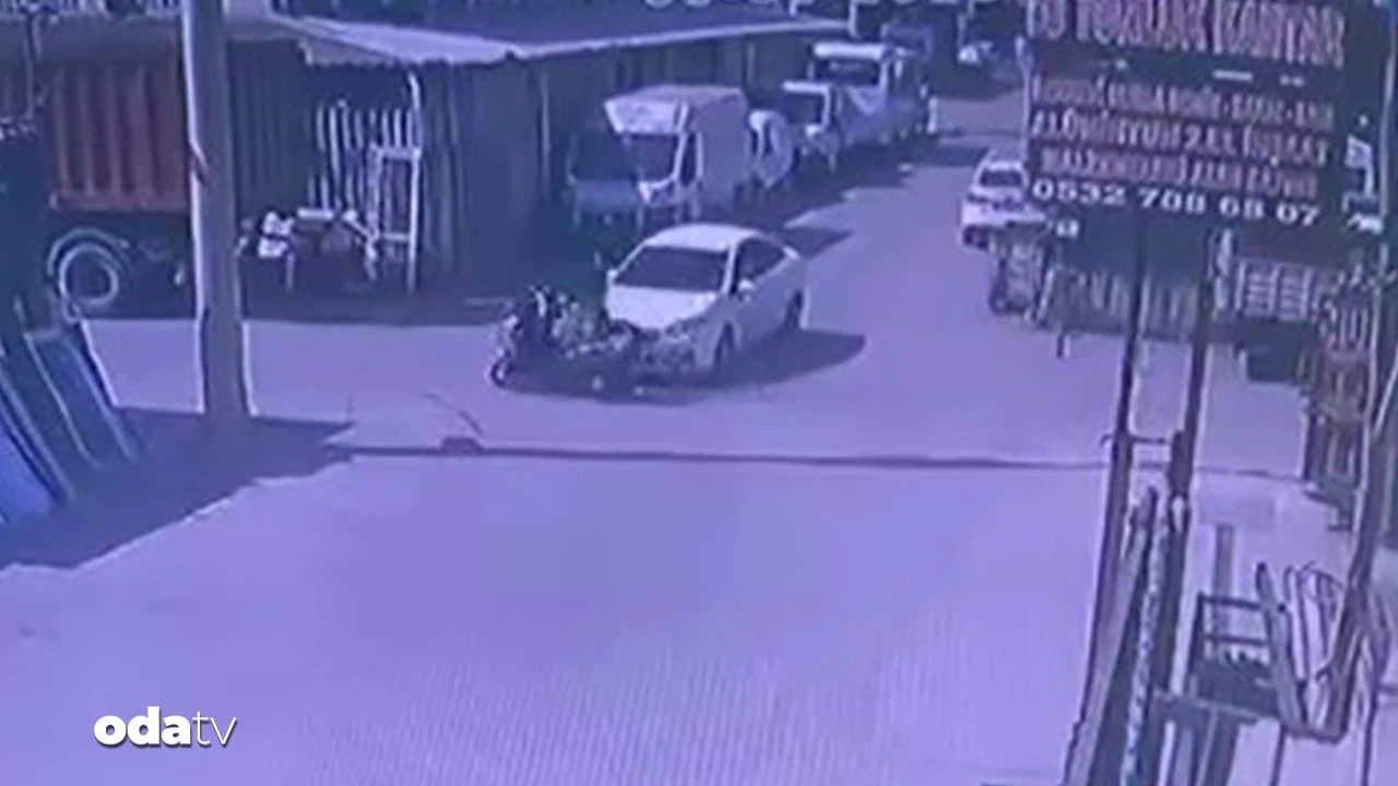 Otomobille motosiklet böyle çarpıştı