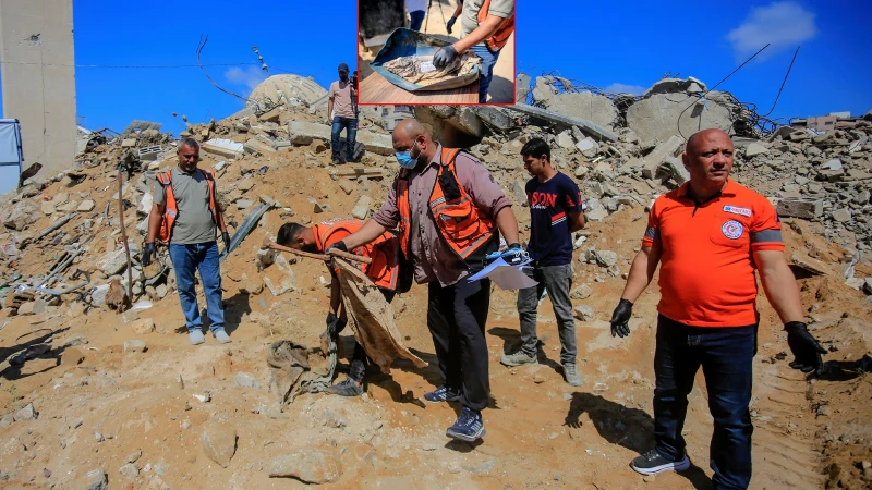 Gazze'de İsrail saldırılarında tahrip edilen mezarlardaki cenazeler çıkarılıyor