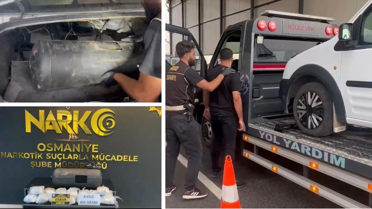 Çekici üzerindeki otomobil uyuşturucu deposu çıktı! LPG tankından 8,8 kilo esrar çıktı