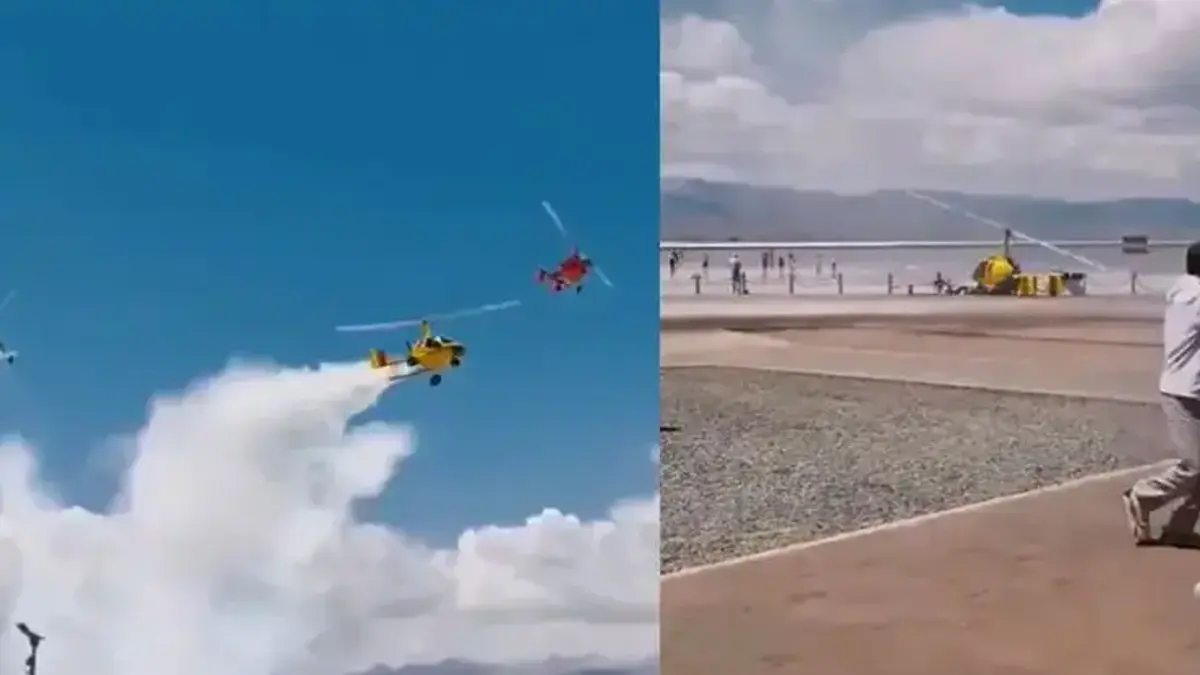 Dehşet anları kamerada! Gyrocopter turistlerin üzerine düştü