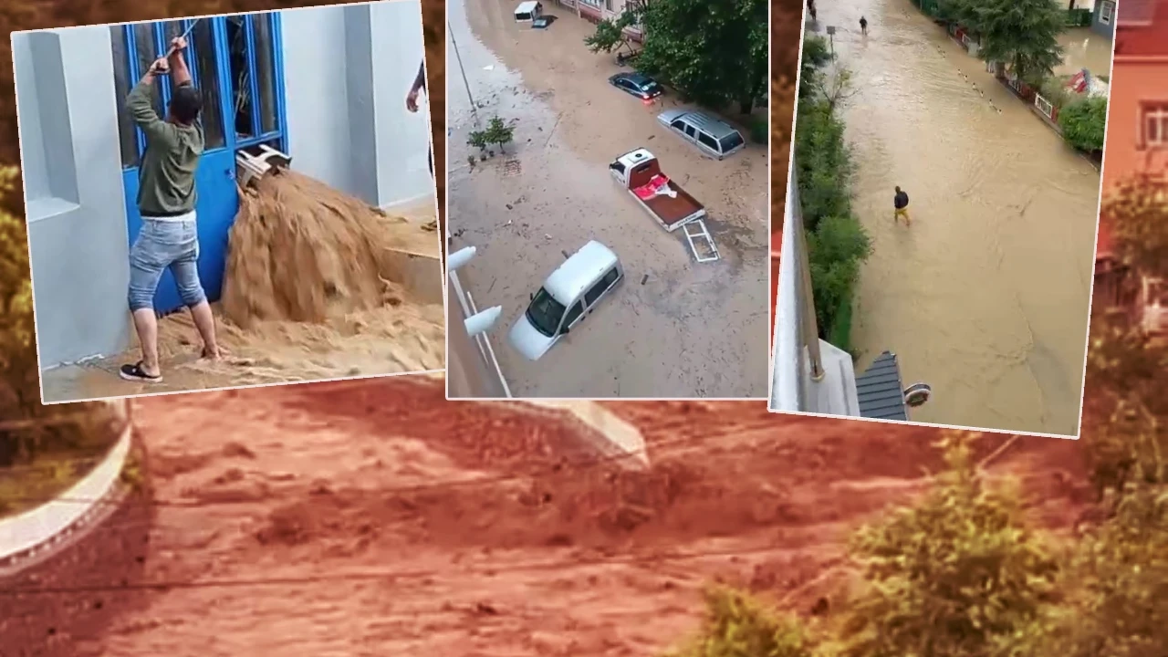 Sağanak yağış hayatı felç etti! Köyü, evleri su bastı, dere duvarı çöktü…