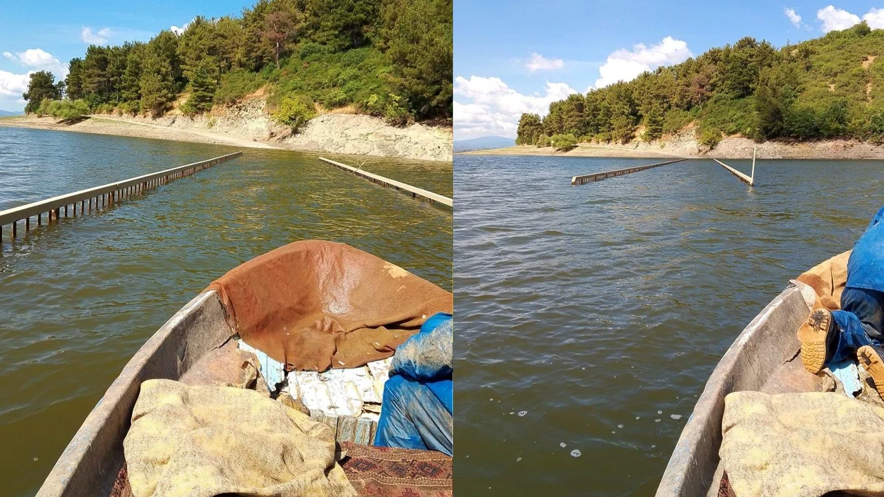 Çanakkale Yenice-Gönen Barajı'nda sular çekildi, tarihi Haydaroba Köprüsü kendini gösterdi
