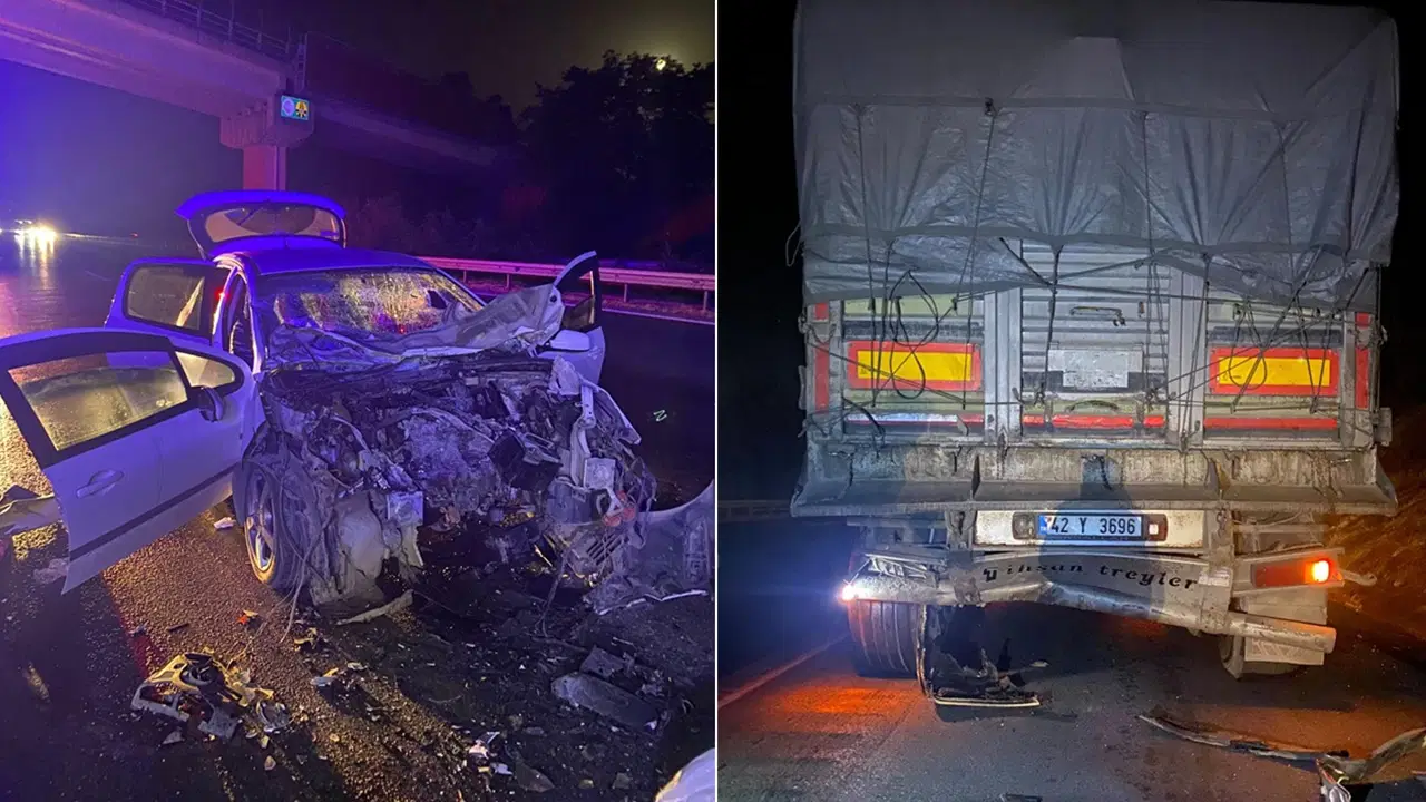 Otomobil kamyona çarptı: 1 ölü, 2'si çocuk 3 yaralı