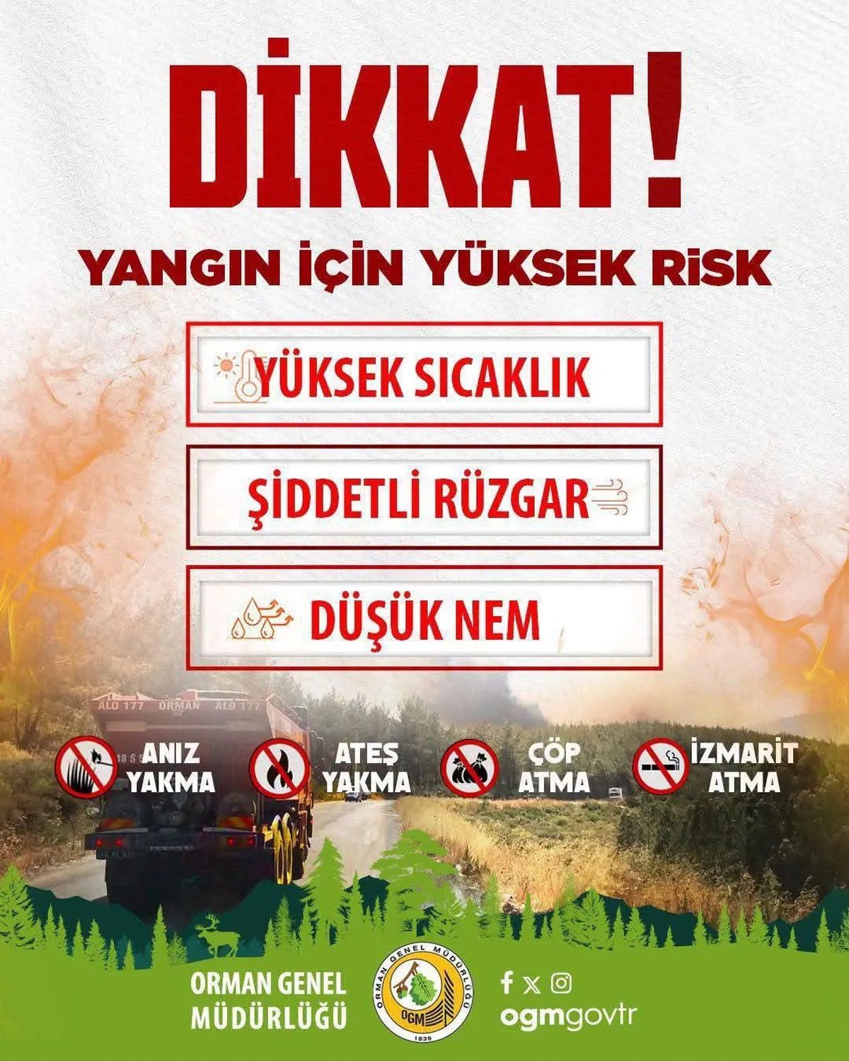 Sinop’ta iki ilçeye yüksek yangın riski uyarısı