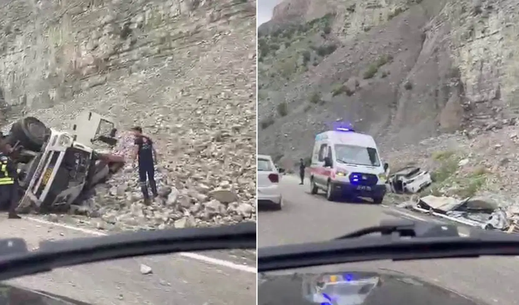 Erzurum-Artvin yolunda freni boşalan tır faciaya neden oldu