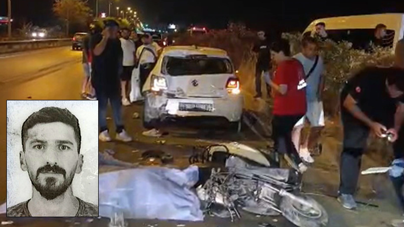 Motosiklet, emniyet şeridindeki otomobile çarptı; 1 ölü, 1 yaralı