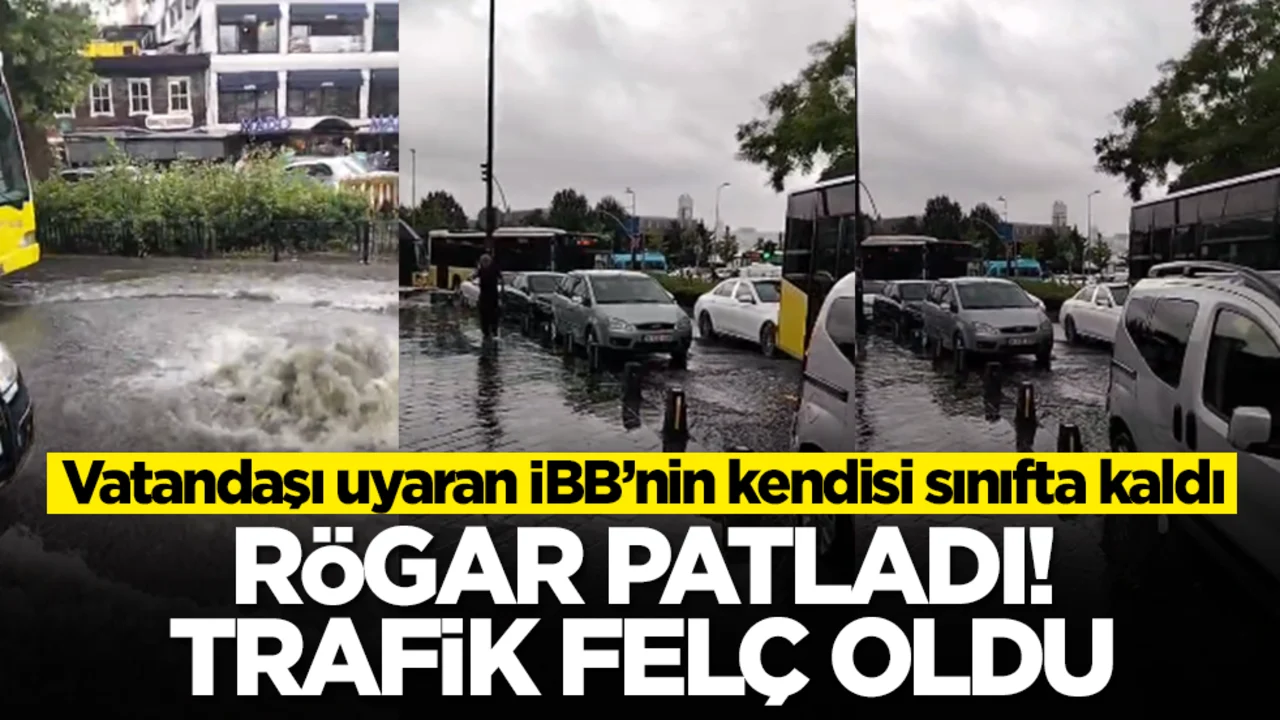 Vatandaşı uyaran İBB’nin kendisi sınıfta kaldı: Rögar patladı, trafik felç oldu